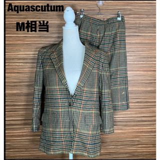 アクアスキュータム(AQUA SCUTUM)のアクアスキュータム スーツ 上下 セットアップ M相当 ウール 茶色 派手(スーツ)