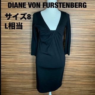 DIANE von FURSTENBERG - ダイアンフォンファステンバーグ ワンピース 8 L相当 黒 ウール 長袖