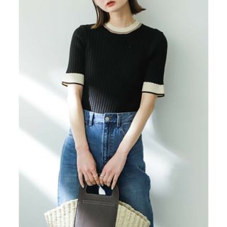 センスオブプレイスバイアーバンリサーチ(SENSE OF PLACE by URBAN RESEARCH)のURBAN RESEARCH バイカラーコンパクトセーター 半袖ニット(ニット/セーター)