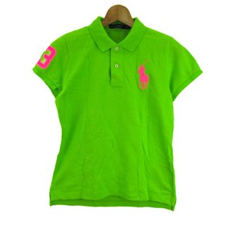 ラルフローレン(Ralph Lauren)のラルフローレン ポロシャツ 半袖 コットン ブランド トップス レディース Mサイズ 黄緑×ピンク RALPH LAUREN(ポロシャツ)