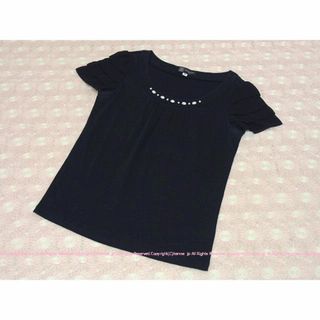 ミッシェルクラン(MICHEL KLEIN)のMK KLEIN ミッシェルクラン スイートなビジュー＆フリル袖カットソー/38(カットソー(半袖/袖なし))