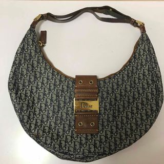クリスチャンディオール(Christian Dior)のクリスチャンディオール ヴィンテージ トロッター柄 ジャガード ハンドバッグ 紺(ハンドバッグ)
