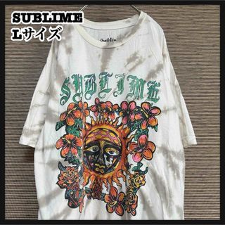 【サブライム】半袖Tシャツ　バンド　タイダイ　ベージュ　デカロゴドクロ花柄＊3(Tシャツ/カットソー(半袖/袖なし))