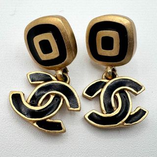 シャネル(CHANEL)の美品/希少✨CHANEL イヤリング　02A ココマーク　ブラック　ゴールド(イヤリング)