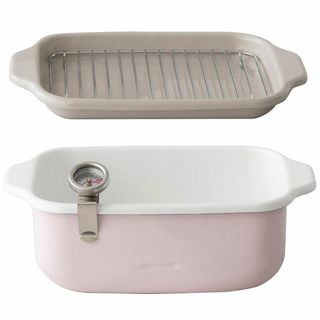  富士ホーロー(Fuji Horo) 角型 天ぷら鍋 ピンク IH 対応 温度計(調理道具/製菓道具)