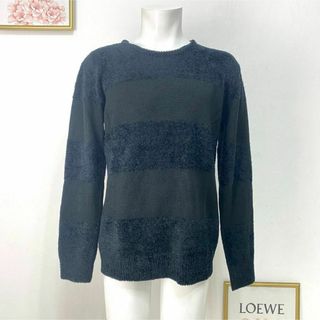 新品 肌触り最高 メンズ ニット セーター ボーダー ブラック 黒 LL 男性(ニット/セーター)