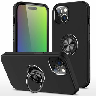 【在庫セール】iPhone 15 用 ケース リング付き 耐衝撃 TPU 二重構(その他)
