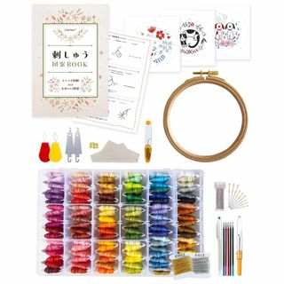 RITALT 刺繍キット 刺繍糸 108色＋金銀 図案本 刺繍枠 初心者 セット
