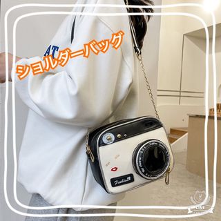 おしゃれ⭐︎カメラ型 ショルダーバッグ 斜め掛け レディース キッズ 黒(ショルダーバッグ)