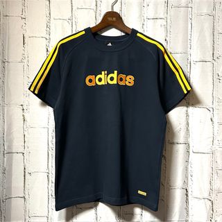 アディダス(adidas)のアディダス Tシャツ 黒 オレンジ L スリーストライプス ストリート ラグラン(Tシャツ/カットソー(半袖/袖なし))