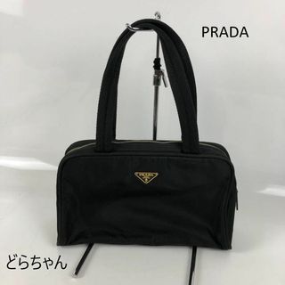 PRADA - PRADA プラダ ナイロン ロゴプレート ハンドバッグ ブラック