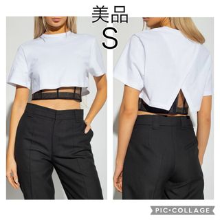 アレキサンダーマックイーン(Alexander McQueen)の定価15万円美品アレキサンダーマックィーン コルセット シアーメッシュTシャツ(Tシャツ(半袖/袖なし))