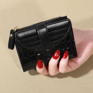 ミニ財布 コンパクト レディース PUレザー ブラック (財布)