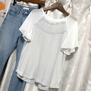 ピノーレ(PINOLE)の美品 PINORE ピノーレ シフォンカットソー(カットソー(半袖/袖なし))