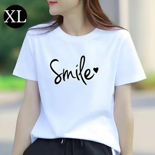 Tシャツ レディース 半袖 ロゴ入り カジュアル 可愛い プリント トップス(Tシャツ(半袖/袖なし))