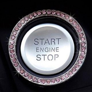 エンジン プッシュ スタート スイッチ ボタン クリスタルリング ピンク(車内アクセサリ)