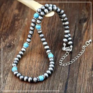 ターコイズ ナバホ族 インディアン シンプル ネックレス インディアンジュエリー(ネックレス)