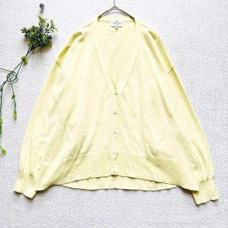 ランバンオンブルー(LANVIN en Bleu)の【美品】ランバンオンブルー　ドルマンスリーブ　Vネック カーディガン　コットン混(カーディガン)