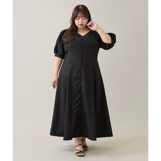 【新品未使用】louiosy リネンライクワンピース 黒　3L 完売品(ロングワンピース/マキシワンピース)