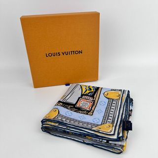 ルイヴィトン(LOUIS VUITTON)の【中古】LOUIS VUITTON ルイヴィトン スカーフ カレ70 M96116 ライブラリー Denim Bleu ヴィンテージ レディース【中古美品】HIBUOCHI VINTAGE(バンダナ/スカーフ)