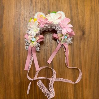 crazy for WAN  新品未使用 ウサ耳フラワー♡カチューシャボネ(犬)