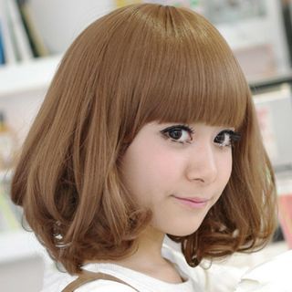 【新品】サラツヤ ミディアム ライトブラウン ウィッグ かつら 茶髪(ショートストレート)