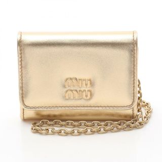 ミュウ ミュウ Miu Miu カードケース アクセサリー レザー レディース ゴールド系 5MR030 【中古】(パスケース/IDカードホルダー)
