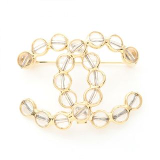 シャネル(CHANEL)のシャネル CHANEL ココマーク ブローチ アクセサリー GP（ゴールドメッキ） ガラス レディース ゴールド系 / クリア系 【中古】(ブローチ/コサージュ)