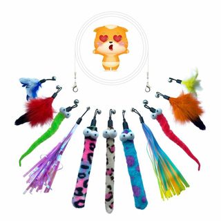 【特価セール】猫おもちゃ 猫じゃらし 羽のおもちゃ 12点セット 交換用の楽しい(猫)