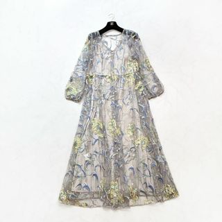グレースコンチネンタル(GRACE CONTINENTAL)の【Diagram】フラワーチュール刺繍ガウン　ロングワンピース　花柄　36(ロングワンピース/マキシワンピース)