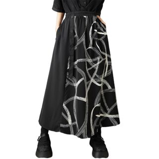 [ORWZDCO] ロングスカート レディース 花柄 チェックコンビキルト フレ