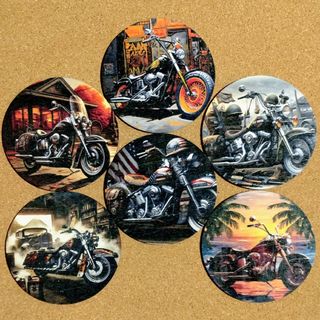 特価/未使用/ヴィンテージ/バイク/木製/コースター/6枚セット