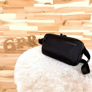 美品【アルパカ】ナイロン ショルダーバッグ 2way ポーチ 撥水 黒×オレンジ(ショルダーバッグ)