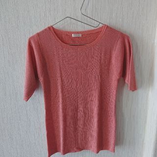 ハニーズ レーヨン入り ピンク リブ編み 半袖ニット Mサイズ