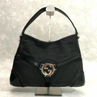 グッチ(GUCCI)の★GUCCI★ワンショルダーバッグ ロゴ メタル ナイロン レザー 黒(ショルダーバッグ)