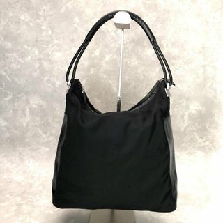 グッチ(GUCCI)の★GUCCI★ワンショルダーバッグ ロゴ メタル プレート ナイロン レザー 黒(ショルダーバッグ)