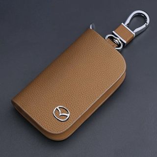 マツダ MAZDAキーケース レザー 革 キーカバー 高級 茶色 オシャレ1(キーホルダー)