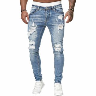 【特価セール】[プチドフランセ] ダメージ ジーンズ メンズ スキニー パンツ 