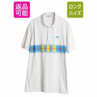 90s ナイキ ボーダー 半袖 ポロシャツ メンズ L / オールド 初期 銀タグ 半袖シャツ スウッシュ スムース コットン ストレッチ カットソー
