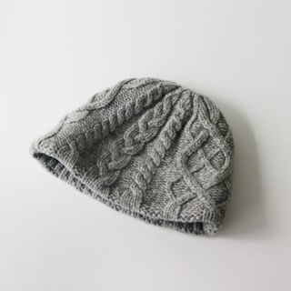 マチュアーハ mature ha. slant cutting knit cap aran アラン編み ウールニットキャップ グレー/帽子 秋冬【2400014499872】(ニット帽/ビーニー)