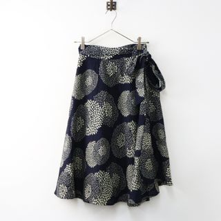 パラスパレス pal'las palace インディゴ抜染 菊柄 コットン ラップスカート 0 ネイビー/花柄 フラワー 巻き 裏地付き【2400014516661】(ロングスカート)