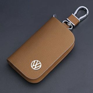 フォルクスワーゲン キーケース レザー 革 キーカバー 高級 茶色 3(キーホルダー)