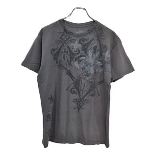 MMA ELITE アフリクション系 半袖Ｔシャツ Y2K グレー(メンズ M)中古 古着 U2487