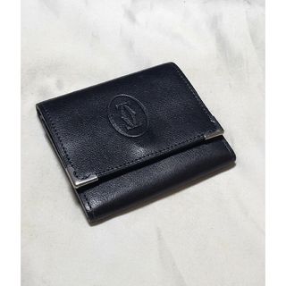 カルティエ(Cartier)の◆Cartier カルティエ◆ロゴ付 コインケース ブラックレザー(コインケース/小銭入れ)