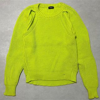 DIESEL - DIESEL ディーゼル 蛍光イエロー ダメージホールローゲージニット Y2K