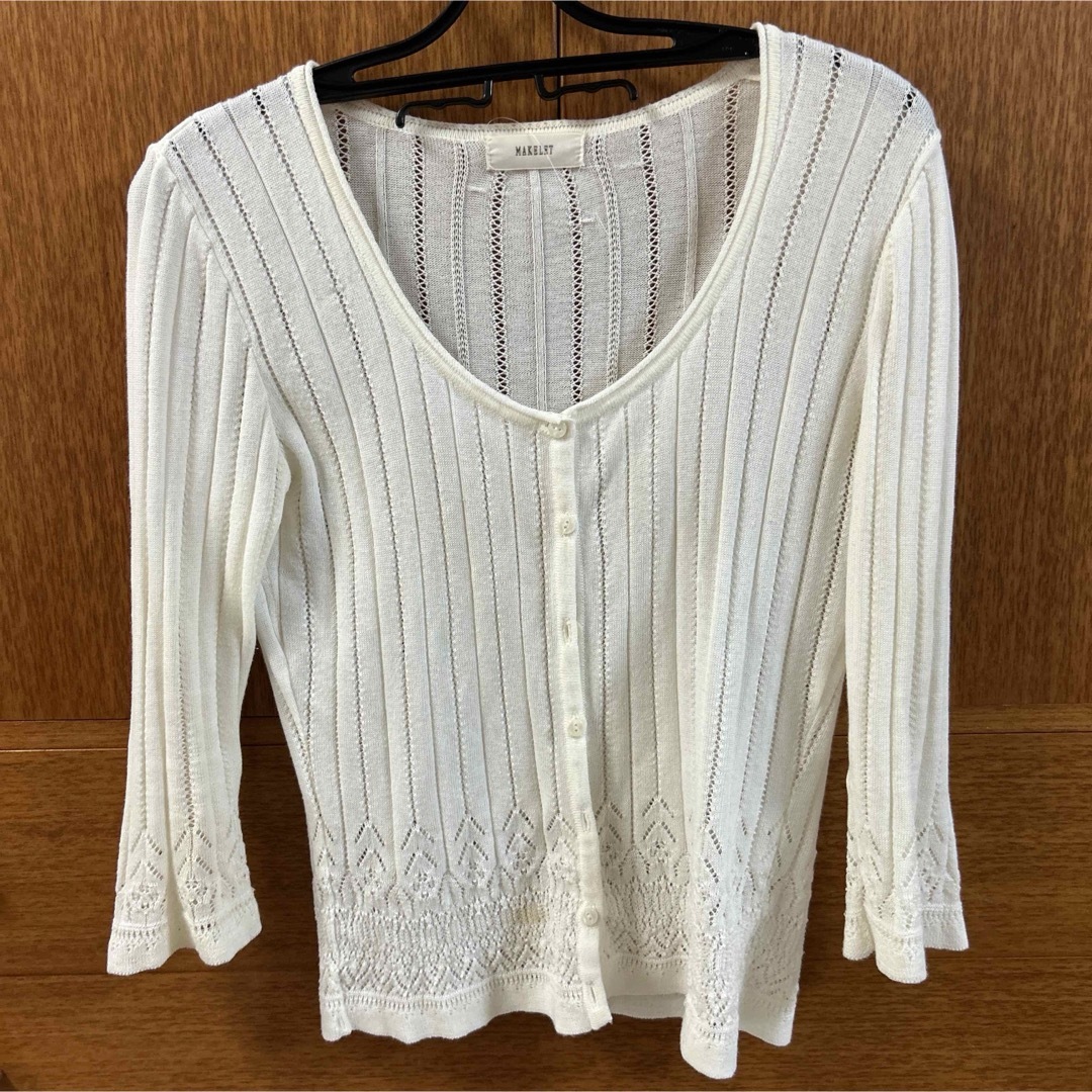 René 七分袖リブ編みカーディガン　36 MAKELET - 夏用カーディガン リブ編み七分袖カーディガンの通販