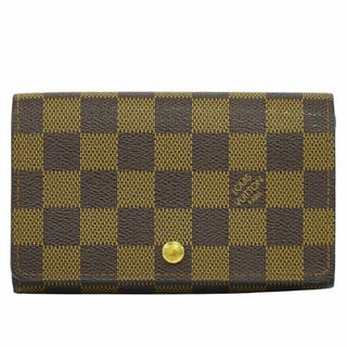 ルイヴィトン(LOUIS VUITTON)の本物 ルイヴィトン LOUIS VUITTON LV ポルト モネ ビエ トレゾール ダミエ エベヌ 折財布 ブラウン N61730 ビトン 財布 ウォレット 中古・(財布)