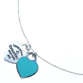 TIFFANY&Co ティファニー リターントゥティファニー 1pダイヤ ダブル ハートタグ ネックレス ブルー SV925 5.9g シルバー(ネックレス)