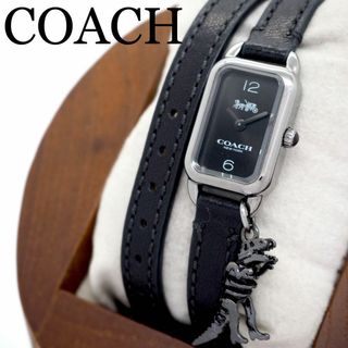 コーチ(COACH)の138【美品】 COACH 時計　箱付き　スクエア　恐竜チャーム　ラドロー　黒(腕時計)