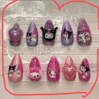 nail No.1056 キッズサイズ クロミとマイメロディ 天使と悪魔(つけ爪/ネイルチップ)